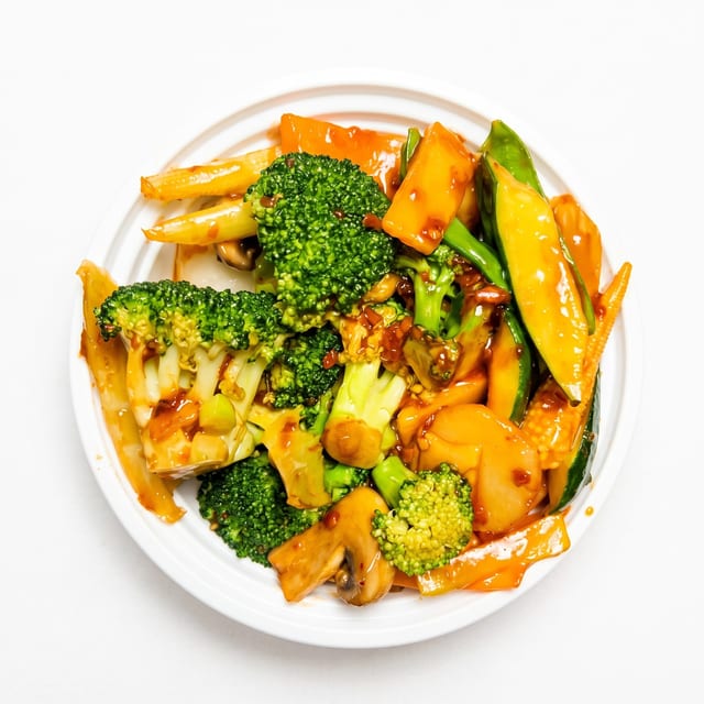 Mixed Vegetable with Garlic Sauce.